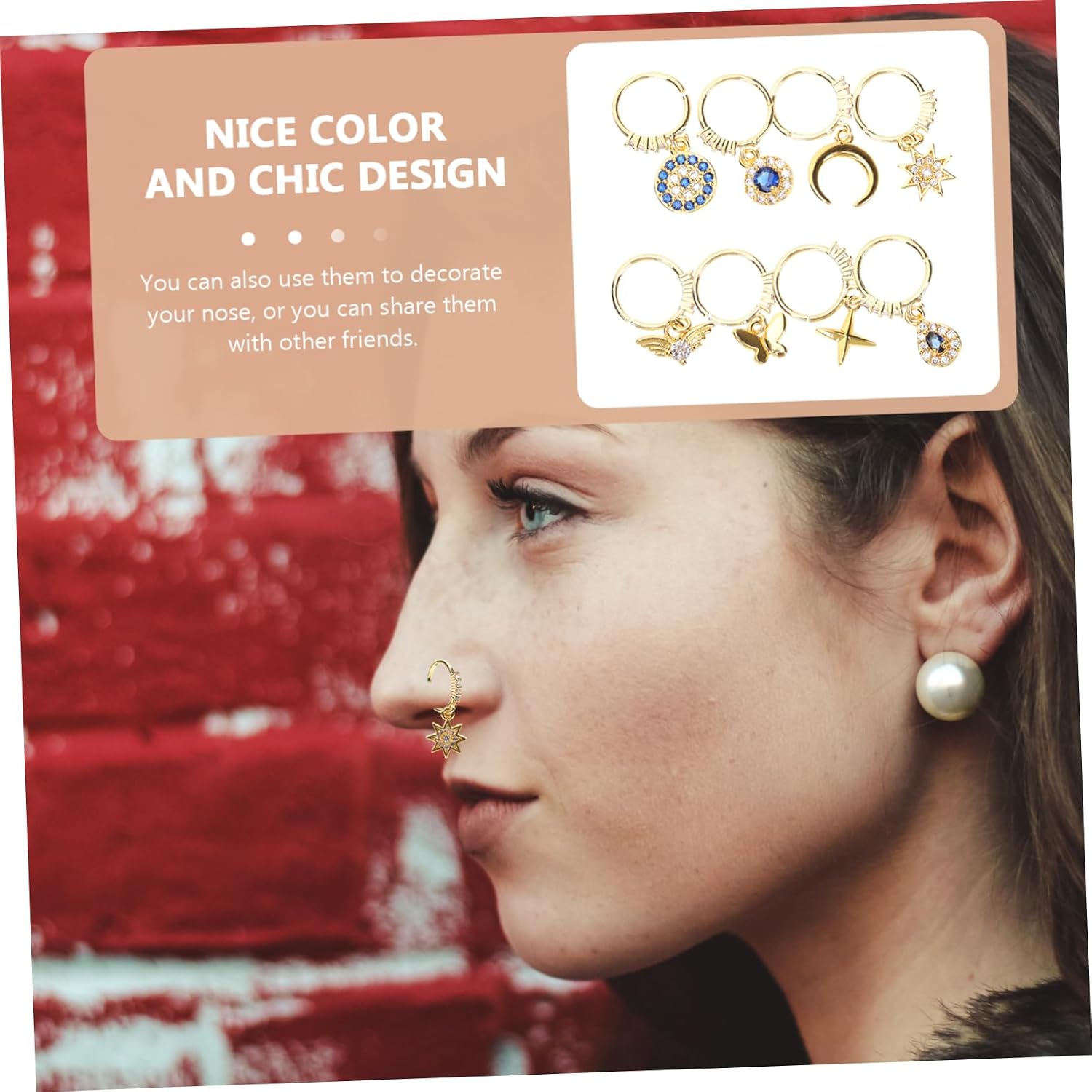 CALLARON 8pcs Non Piercing Nose Rings Alloy Hoops Nose Cartilage Earrings for Women Men Versatile for Parties Daily Wear Special Occasions