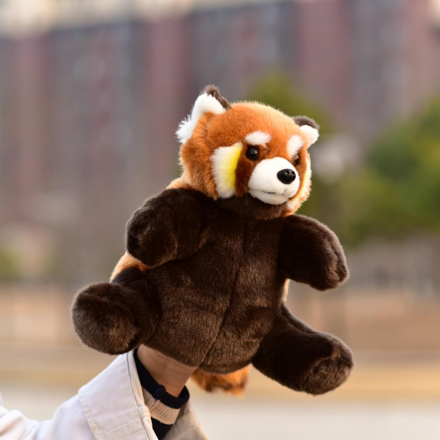 Simulation red Panda Hand Puppet, Ventriloquism Prop, Teaching Supplies Doll, Lifelike Stuffed Animal, Plush Toy