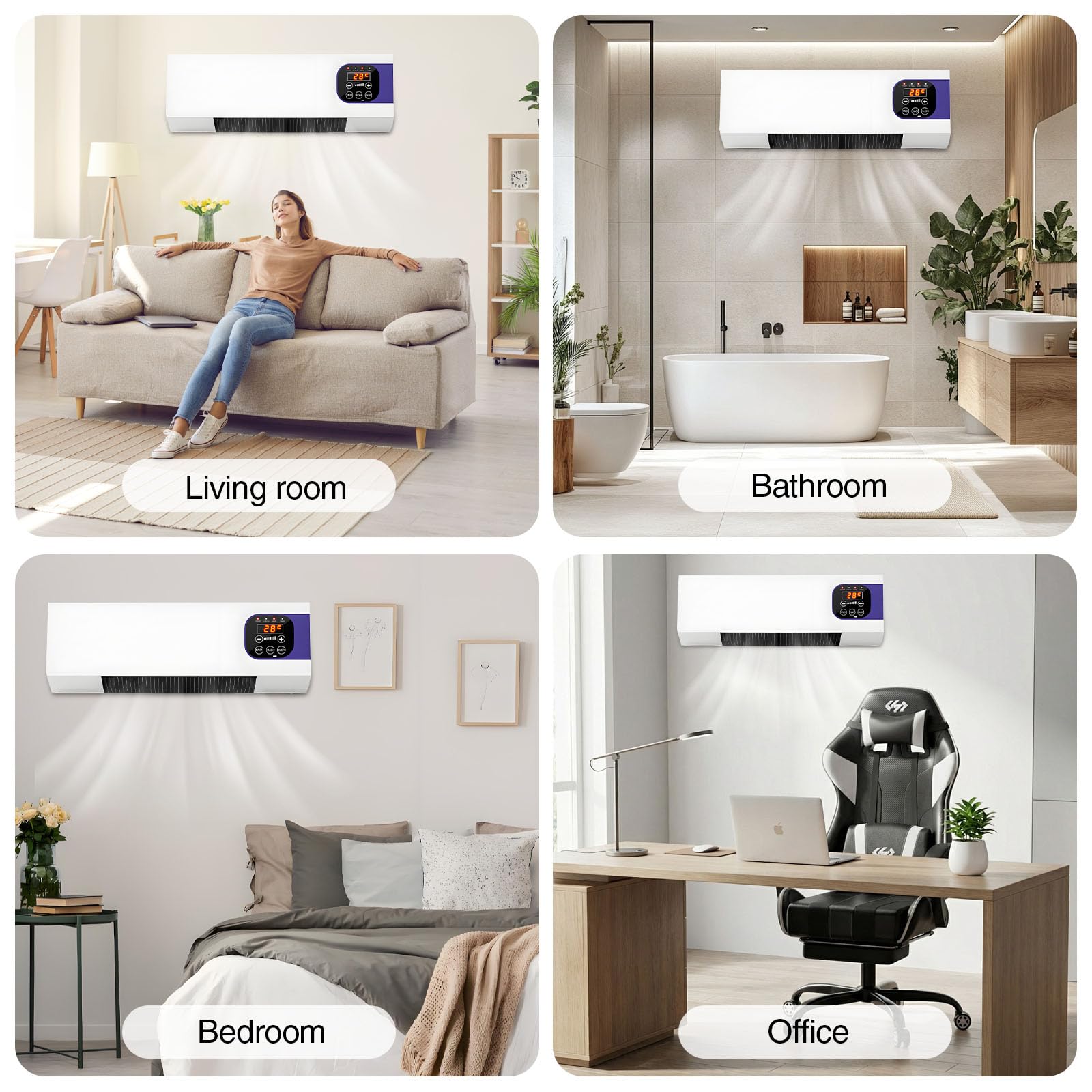 Ventilador De Pared Con Control Remoto,Portátil Climafy con Control Remoto,Aire Acondicionado De Pared Reversible Split,Sin Unidad Exterior,Temperatura Constante Inteligente, Para Hogar O Oficina (D)