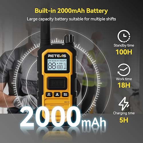 Miniatura 5 de Retevis RB48 Plus IP67 - Walkie Talkies impermeables de largo alcance, radio GMRS, radio bidireccional para trabajos de construcción, NOAA,