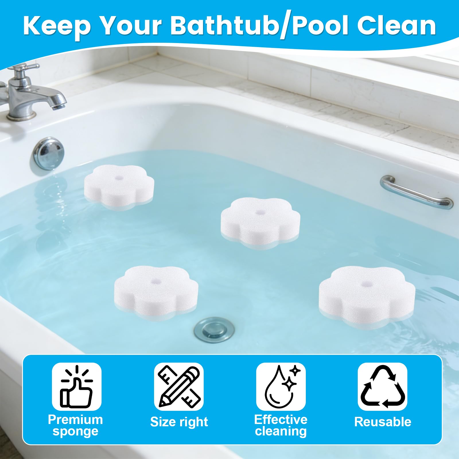 12 Stück Ölabsorbierender Schwamm Pool, Pool Schwamm Absorber, Blumenform Ölabsorbierender Schwamms, Es Absorbiert Fett Und Schmutz, Geeignet für Whirlpools, Schwimmbäder und Spas