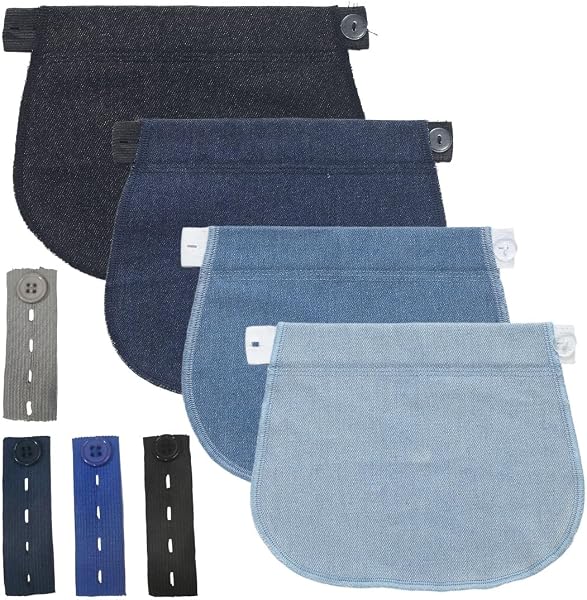 8 Pieces Adjustable Maternity Belt Extenders, Elastic Extenders for Pregnancy Trousers, for Pregnant Women, Early Pregnancy - 1