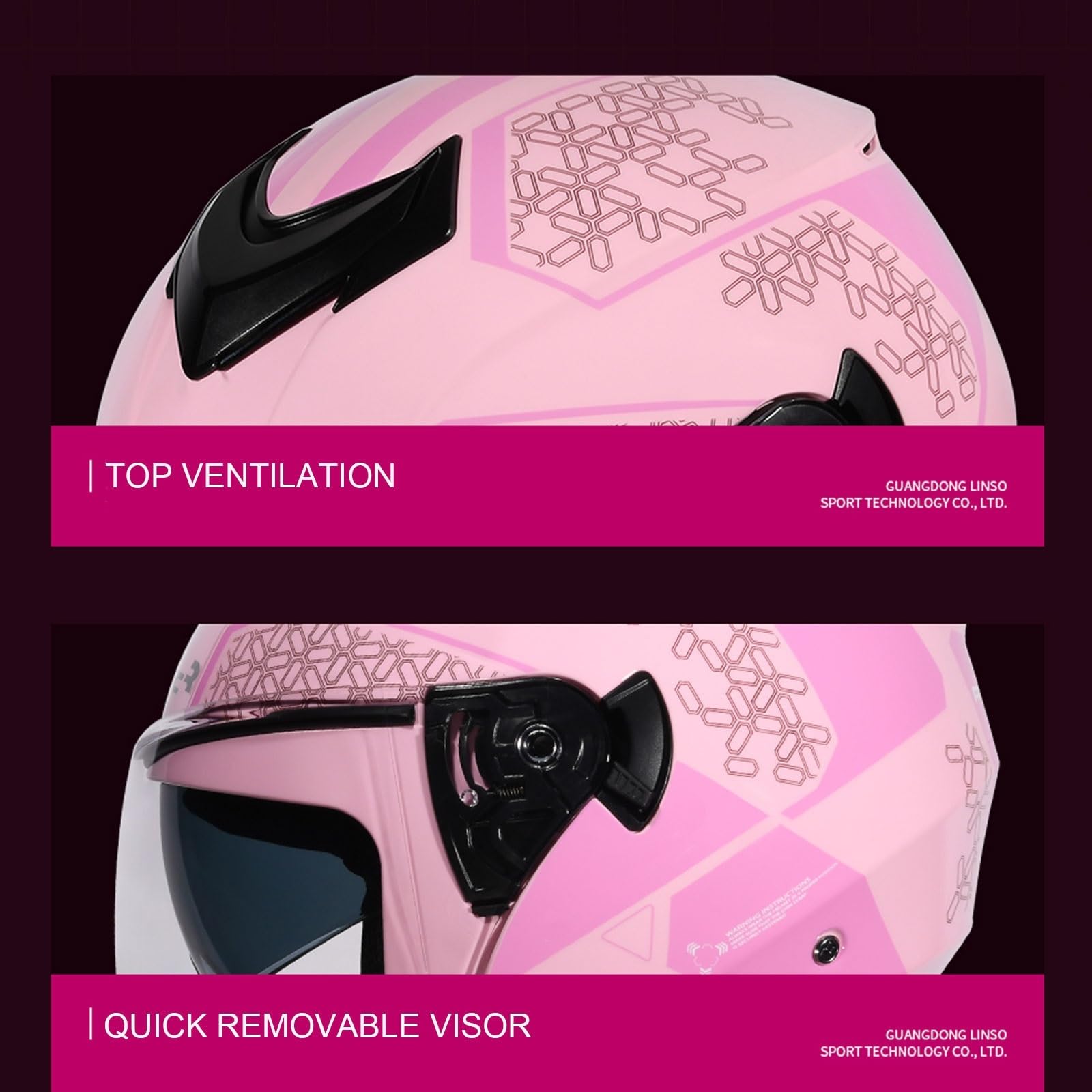 Kaski motocyklowe otwarte - Lekkie, oddychające kaski półtwarzowe z podwójnym wizjerem Zatwierdzony DOT Retro motocyklowy kask półmaskowy do skutera Cruiser ATV,M=55-56cm, Style2