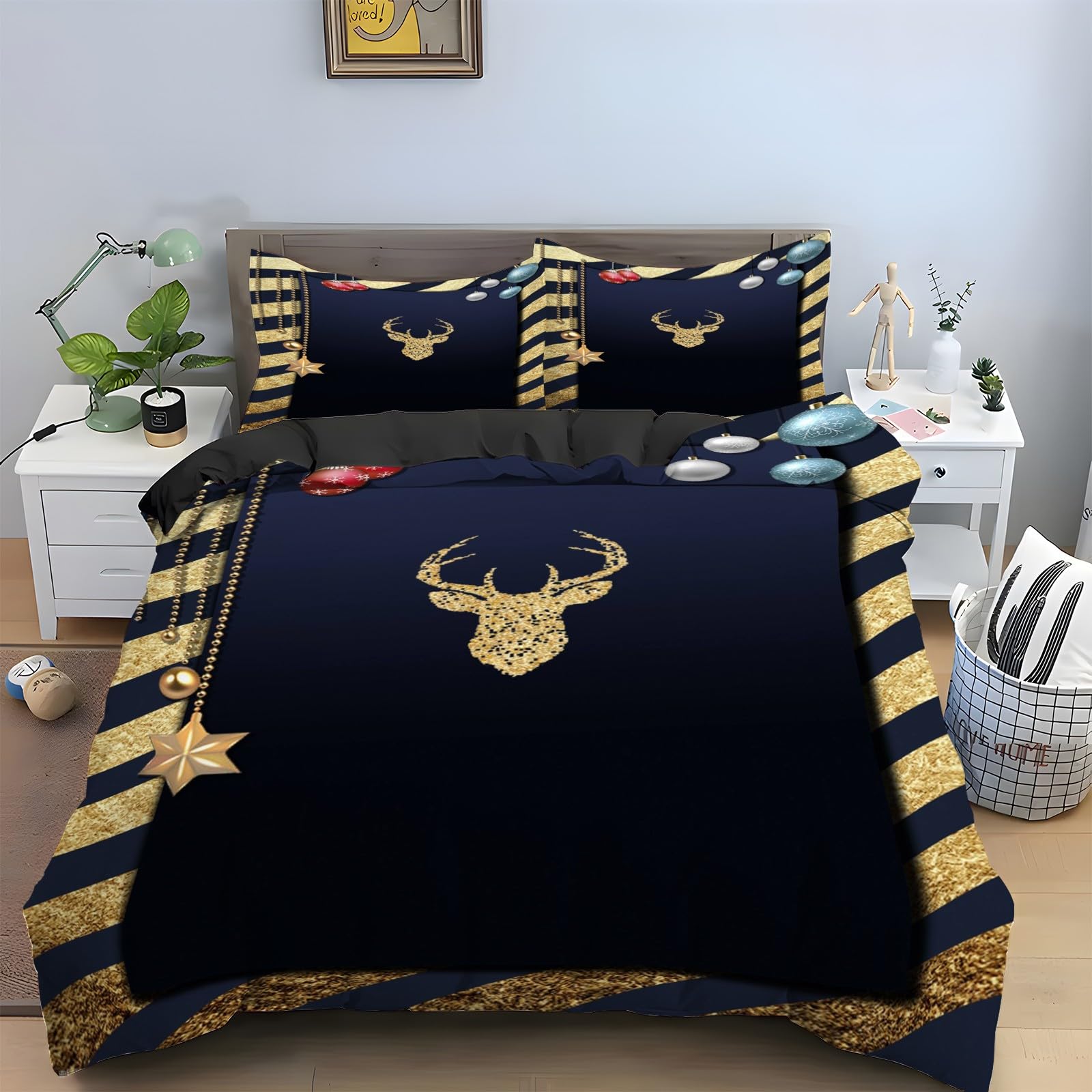 Housse de couette 220x240 anti-glisse en microfibre douce contre le froid de l'hiver
