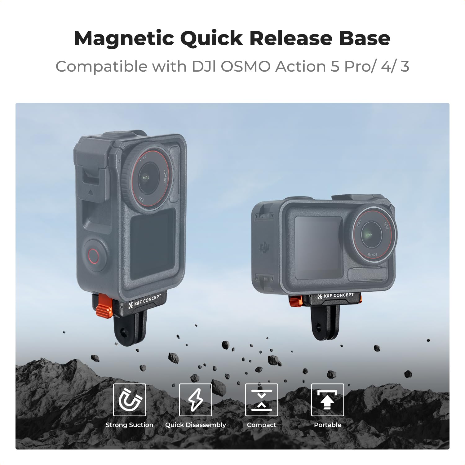 K&F CONCEPT Magnetyczny adapter szybkiego zwalniania do DJI Osmo Action 5 Pro 4 3, do Osmo 360, uchwyt kamery akcji z konstrukcją 2 Spigot, akcesoria do montażu kamery akcji (2 szt.)