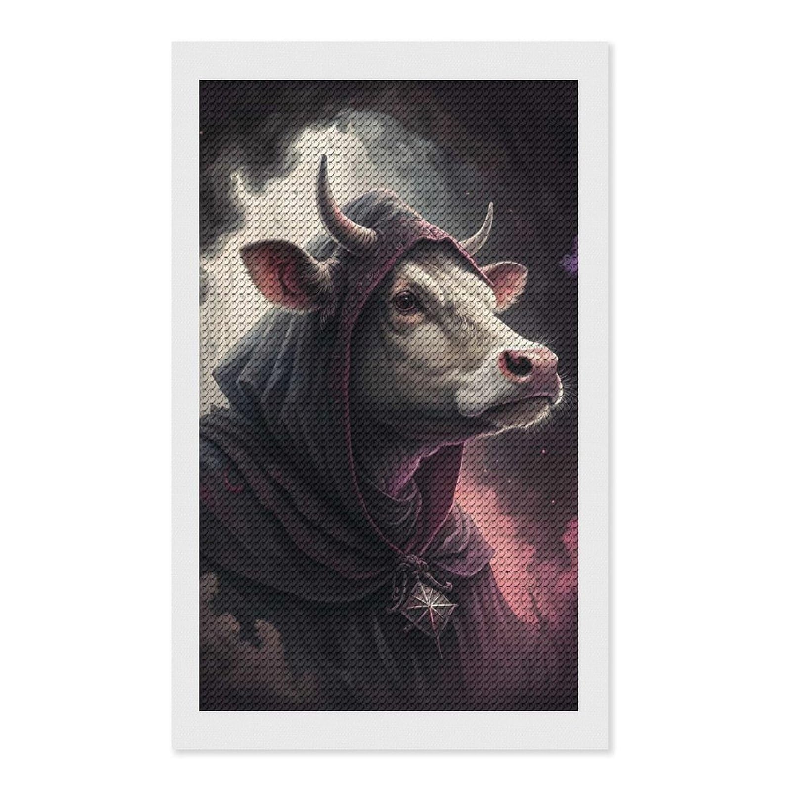 Junmoney Mysterious Cow Wizard Diamond Painting Canvas Set 12"x20", for Beginners, Complete Accessories, Christmas Gift, Modern Decor