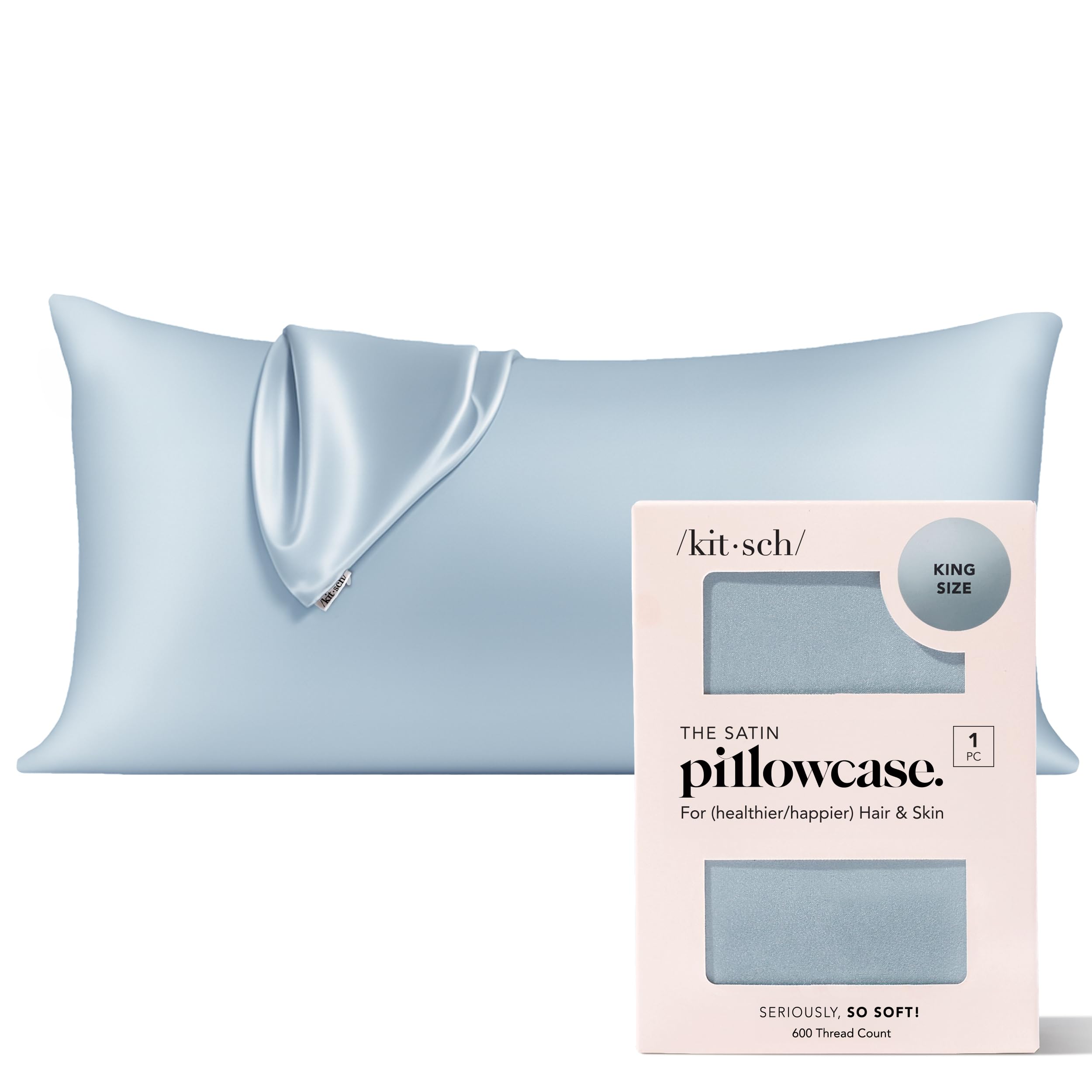 Amazon.com: Kitsch Satin Pillowcase with Zipper for Hair & Skin