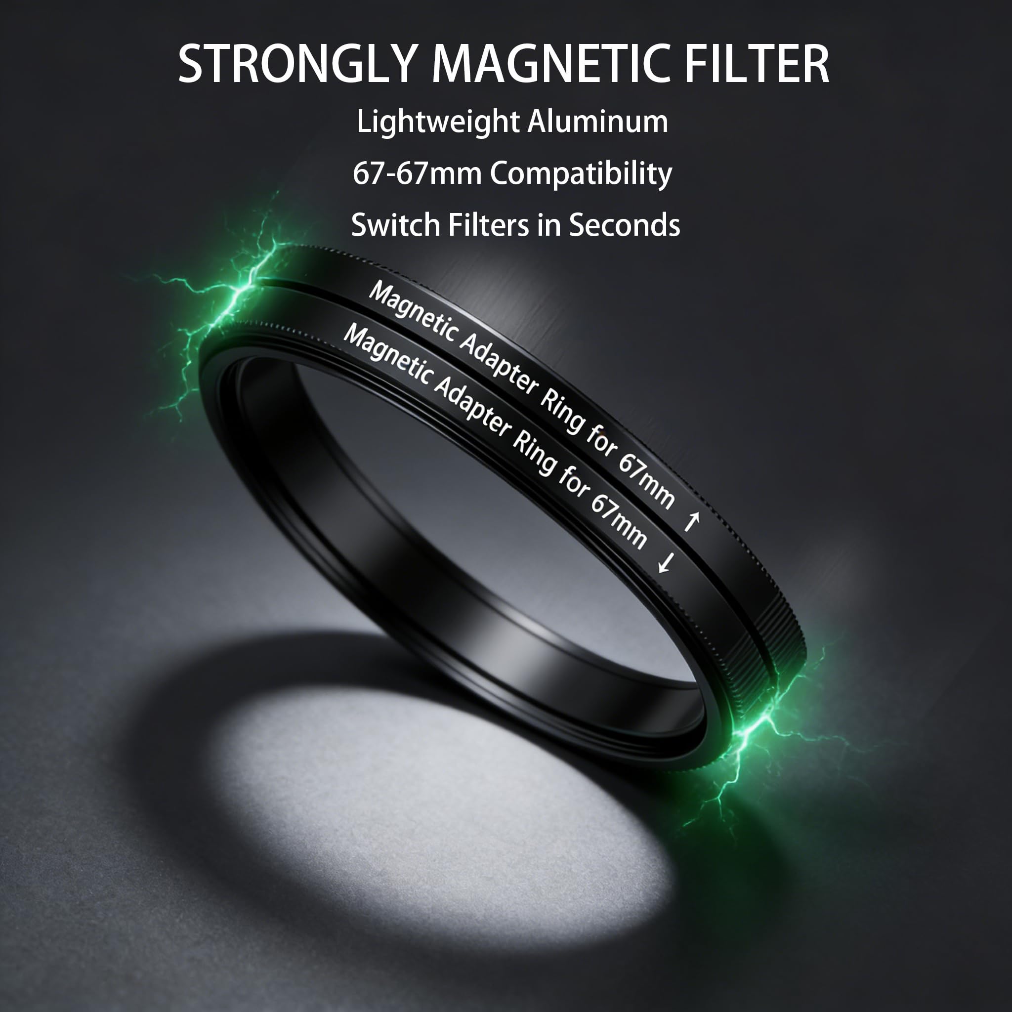 Kit de Anillo Adaptador de Filtro magnético de 67 mm Adaptador de Anillo para Filtro y Lente Aleación de Aluminio y ultradelgada para convertir Hilo en magnético