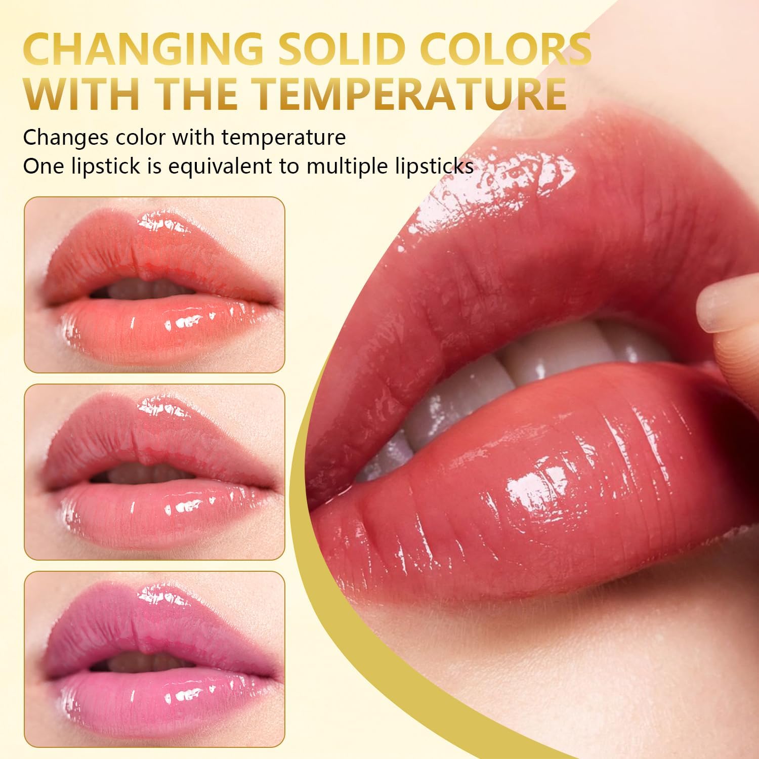 3 PCS Transferproof Color Changing Lipstick, Clear Lip stick That Changes Color, Gold Crystal ph Color Changing Lipstick, Long Lasting & Moisturizing Glossy Shine Lip Balm for Women — view 4
