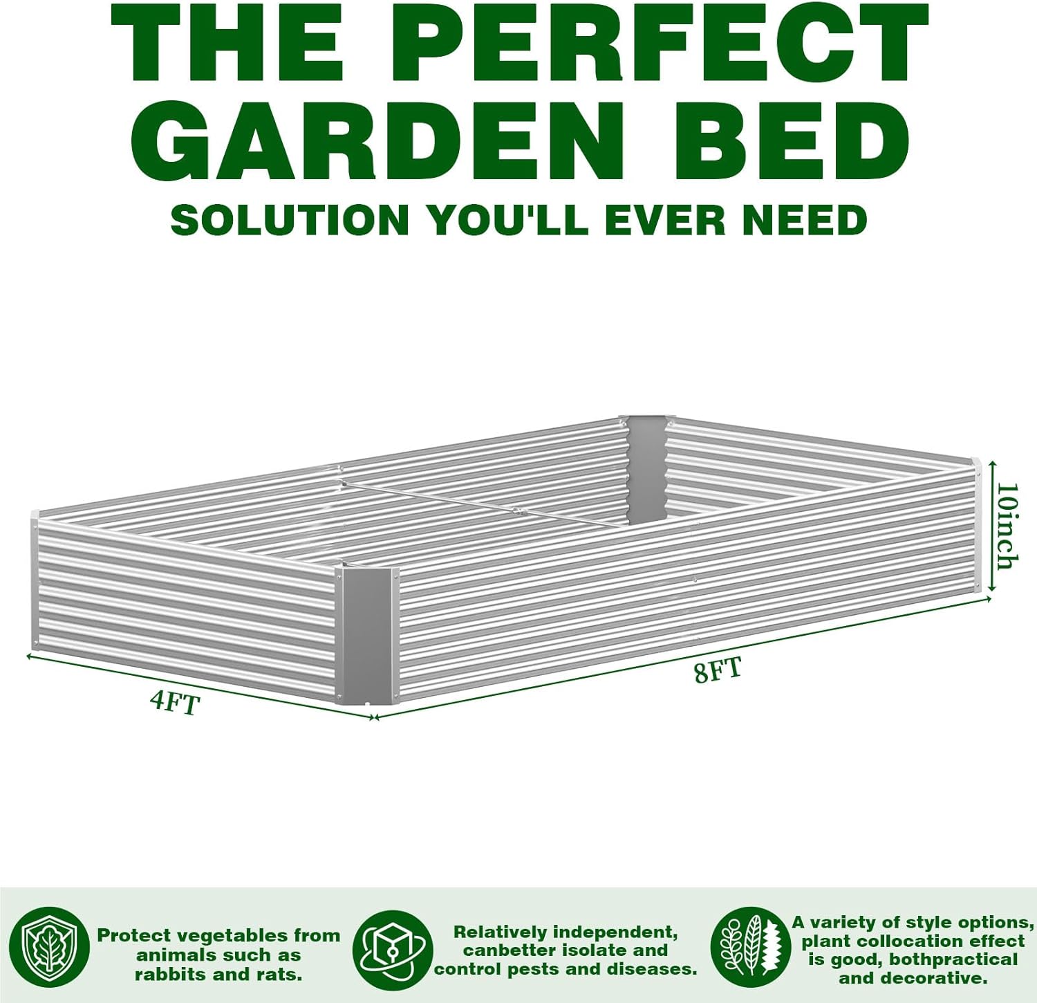 3 Pcs 8 x 4 FT Galvanized Steel Raised Garden Bed – Outdoor Planter Box for Root Vegetables, Herbs & Flowers, Large Metal Garden Beds for Backyards, Terraces and Balconies