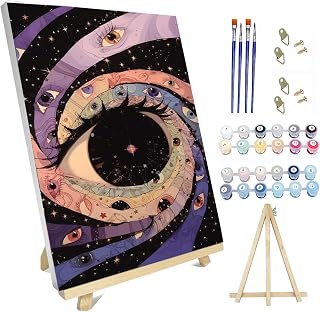 hyzsj Paint by Numbers Kit for Adults with Frame,Eye Paint by Number Canvas, Paint by Numbers with Easel, DIY Paint by Number Kits for Home Wall Decor(11.8x15.7inch