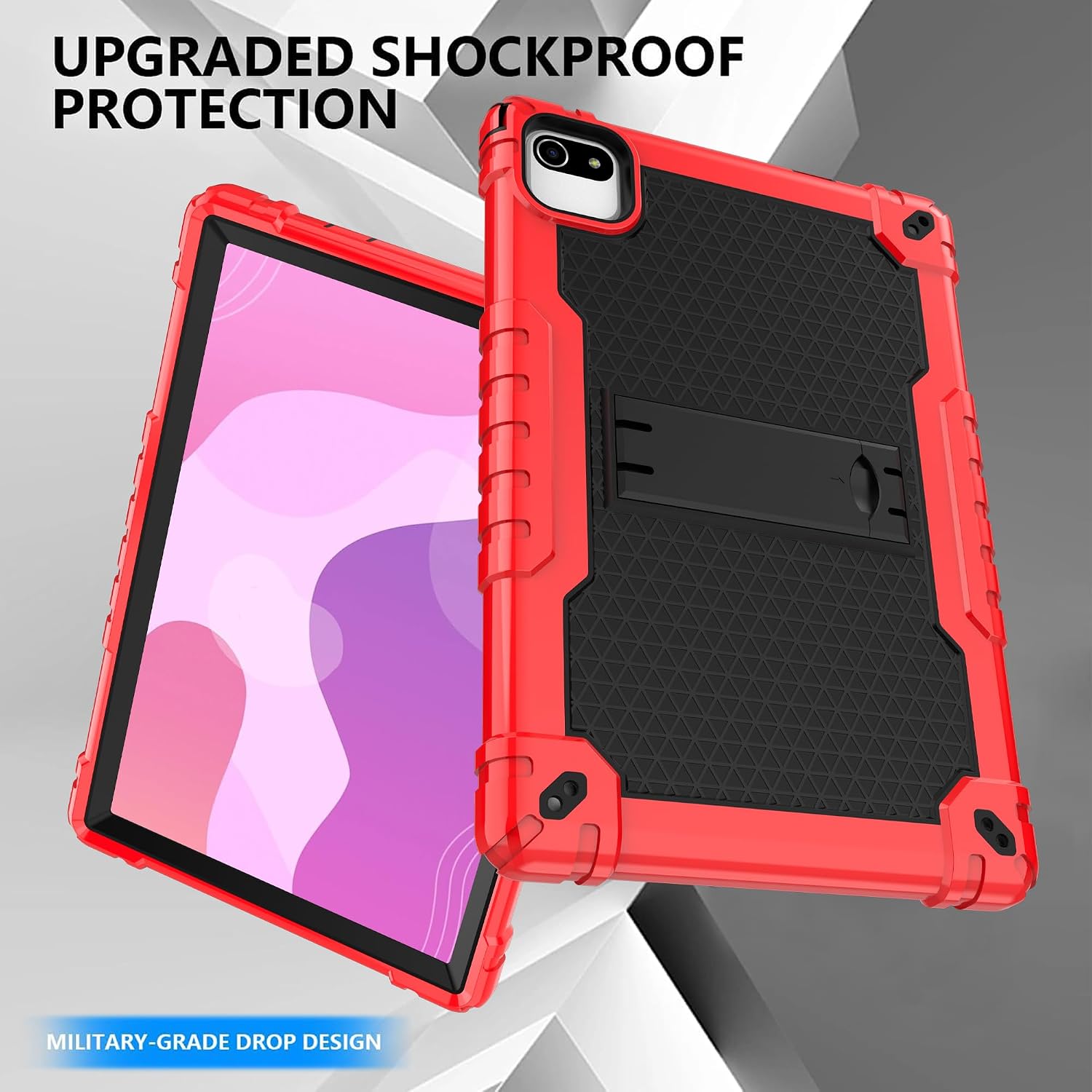 for Moderness MB1001 Tablet Case 10.1 Built in Shoulder Strap Kickstand Kids Friendly Case for Velorim/Urao URa10031/Volentex M10/Freeski Fsk10018/wetap y10/Cheerjoy cjy10 inch (Red+Black) image 3