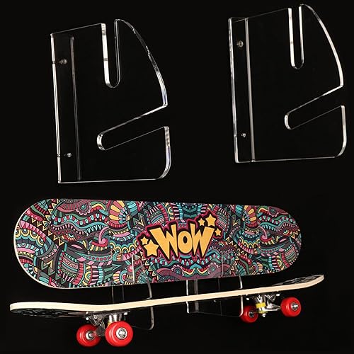 Miniatura 8 de Estante de montaje en pared para monopatín, estante de almacenamiento para monopatín, para exhibición y almacenamiento, efecto flotante (negro, 1