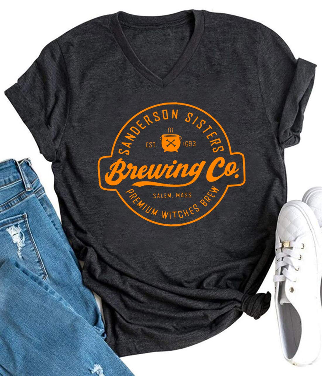 CHUNTIANRANSanderson Sisters Bed and Breakfast T Shirts Womens Halloween Vintage Funny Graphic Tee Tops Girls V Neck Casual Tshirts