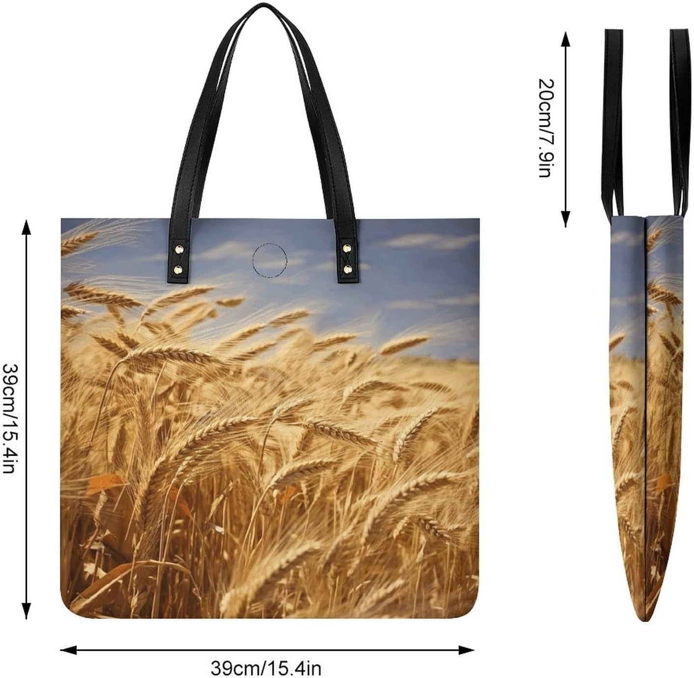 Wheat Harvest Tote Bag with Magnetic Buckle Reusable Grocery Bags Lightweight Cross Body Handbag for Daily Essentials