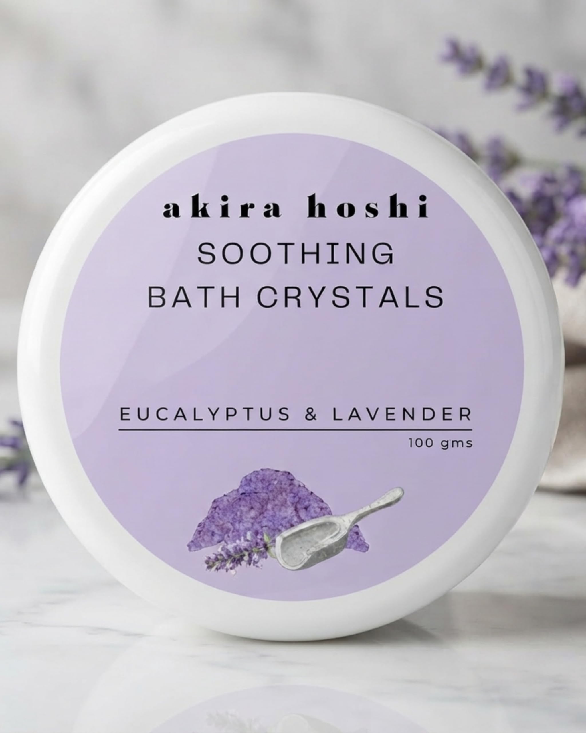 Akira Hoshi Soothing Bath Crystals Eucalyptus & Lavender 100g Bath Salt | Detoxifying Epsom & Himalayan Pink Salt Soak with Dead Sea Minerals, Stress Relief, Body Fatigue Relief, Muscle Relaxation-image-6