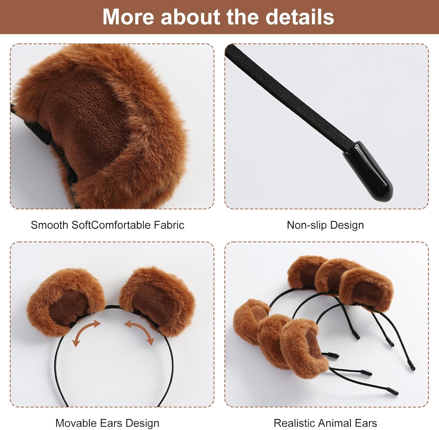 Brown Bear Ear Headband Chipmunk Ears Halloween Costume Accessories Cosplay Party Decorations - Image 3