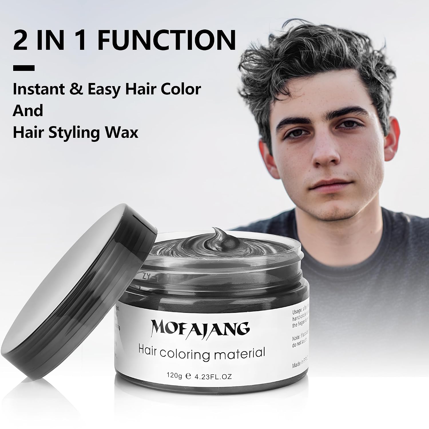 Black Temporary Hair Color Wax - SOVONCARE Washable Gray Hair Dye for Men & Women, All-Day Hold Disposable Hair Styling Clays for Party, Cosplay & Daily 4.23 oz