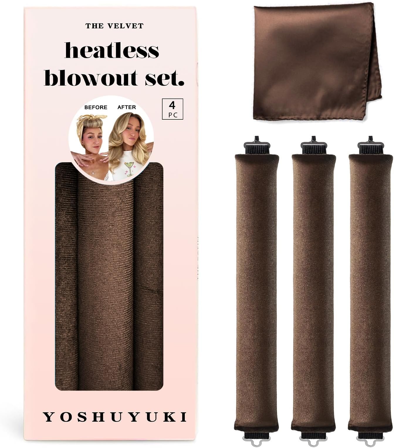YOSHUYUKI Heatless Hair Curler to Sleep in No Heat Satin Heatless Curls Overnight Rods Curling Set Jumbo Large Foam Sponge Hair Rollers Curlers for Long Short Hair Volume Women Styling Tools