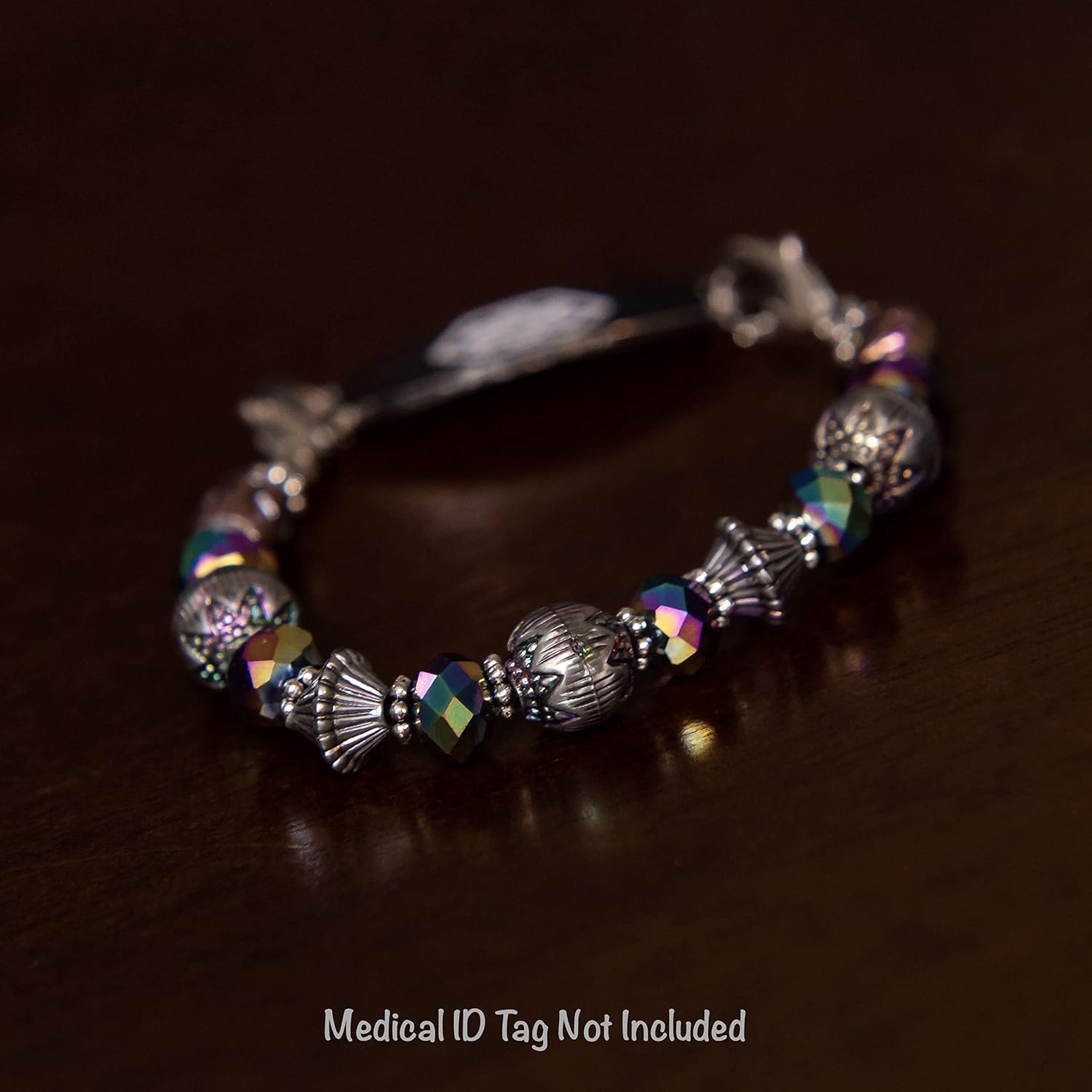 STRETCH Medical Alert Bracelet, Interchangeable Medical ID Bracelet Replacement, ID TAG NOT INCLUDED, Metallics