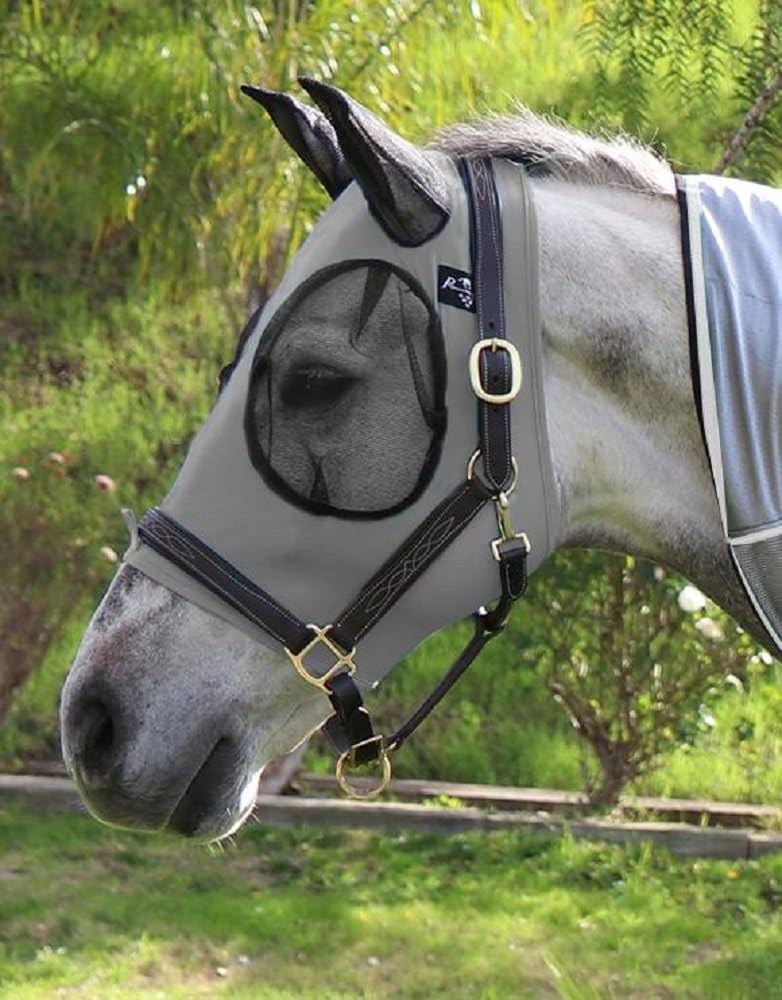 Professional's Choice Average Horse Charcoal Comfort Fit Lycra Fly Mask Mesh Ears : Pet Supplies