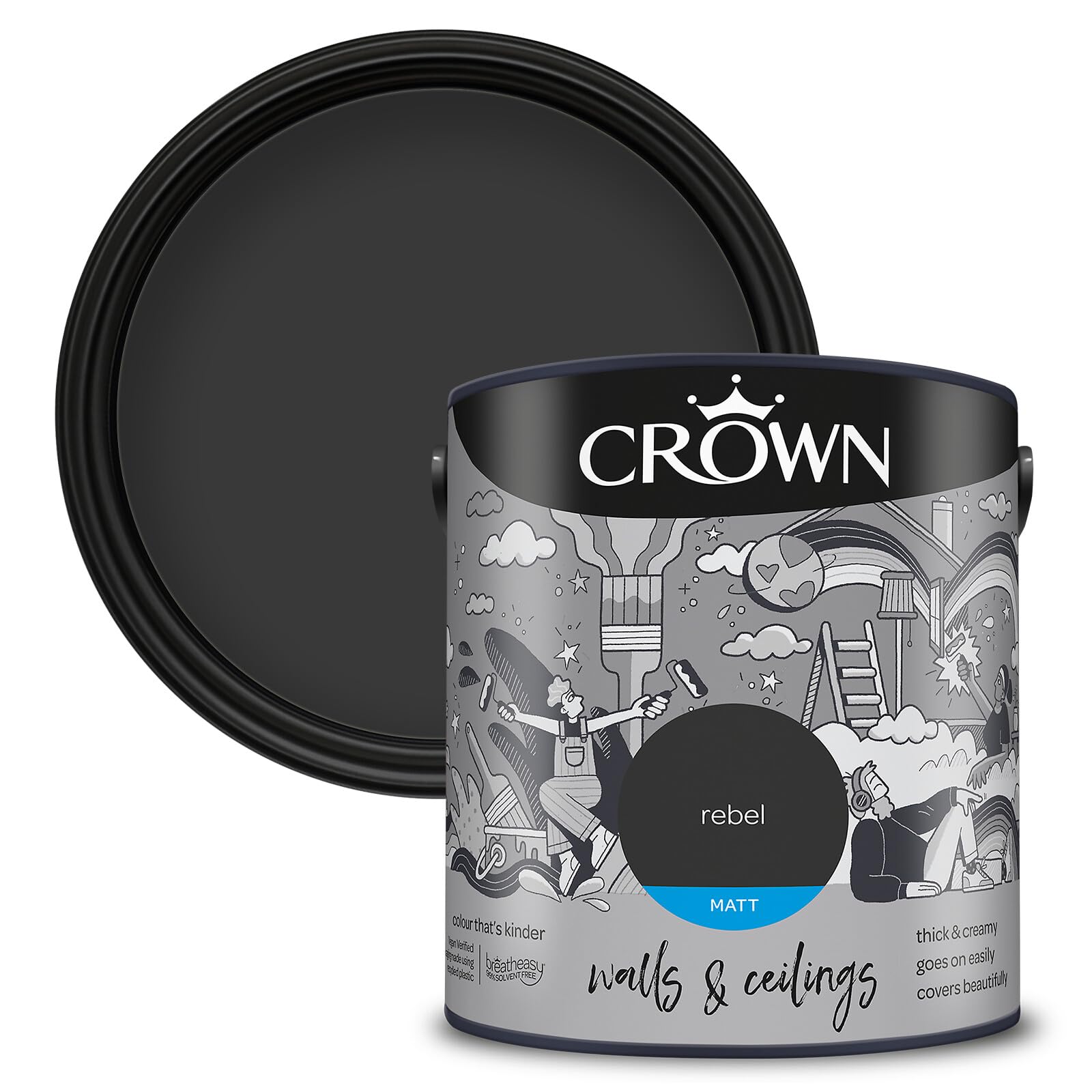 Crown Walls & Ceilings Matt Emulsion Paint, Size 2.5L, Rebel