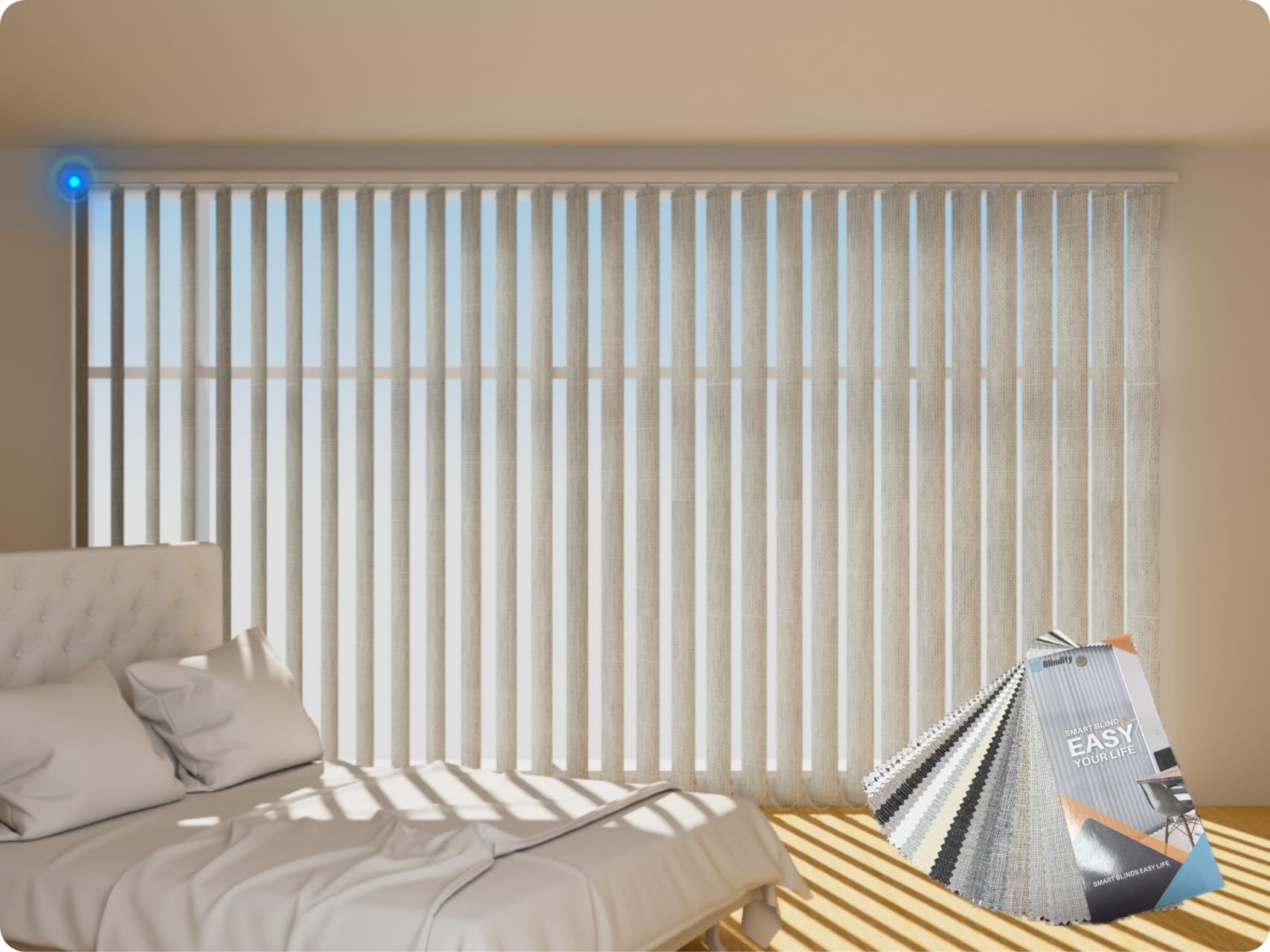 Motorized Vertical Blinds, Blackout Sliding Door Blinds Smart Vertical Blind Remote Control Blinds for Sliding Glass Door Customize Fabric Sample, Multicolor-image-5