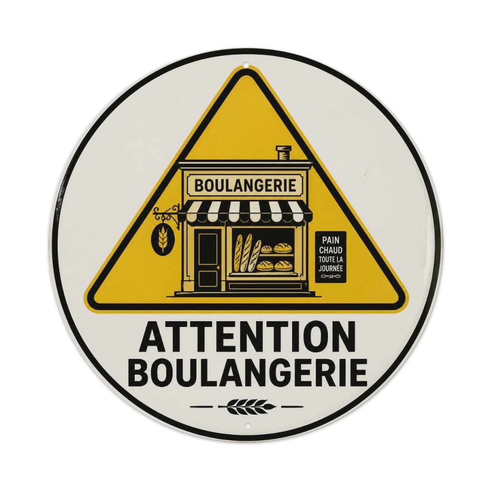 Olyhtr 8X8inch Classic Style Typography Traditional Polite Warning Bakery French Metal Tin Sign
