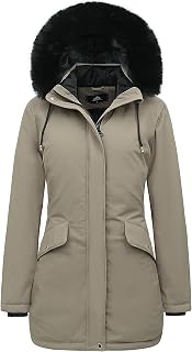 Women's Long Winter Puffer Coat Thicken Fleece Lined Parka Warm Down Jacket With Faux Fur Detachable Hood