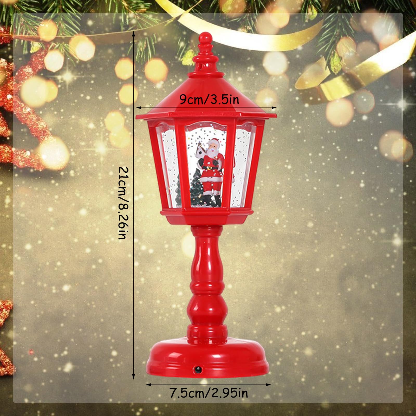 Lanterna di Neve Natalizia a Batteria LED con Acqua Scintillante - Babbo Natale e Pupazzo di Neve - Lampada Decorativa Appesa per Esterno e Vacanze