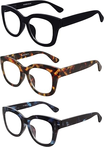 Miniatura 3 de AMOMOMA Anteojos de lectura retro de gran tamaño para mujer, bloqueo de luz azul, lectores de computadora, bisagra de resorte AM6003