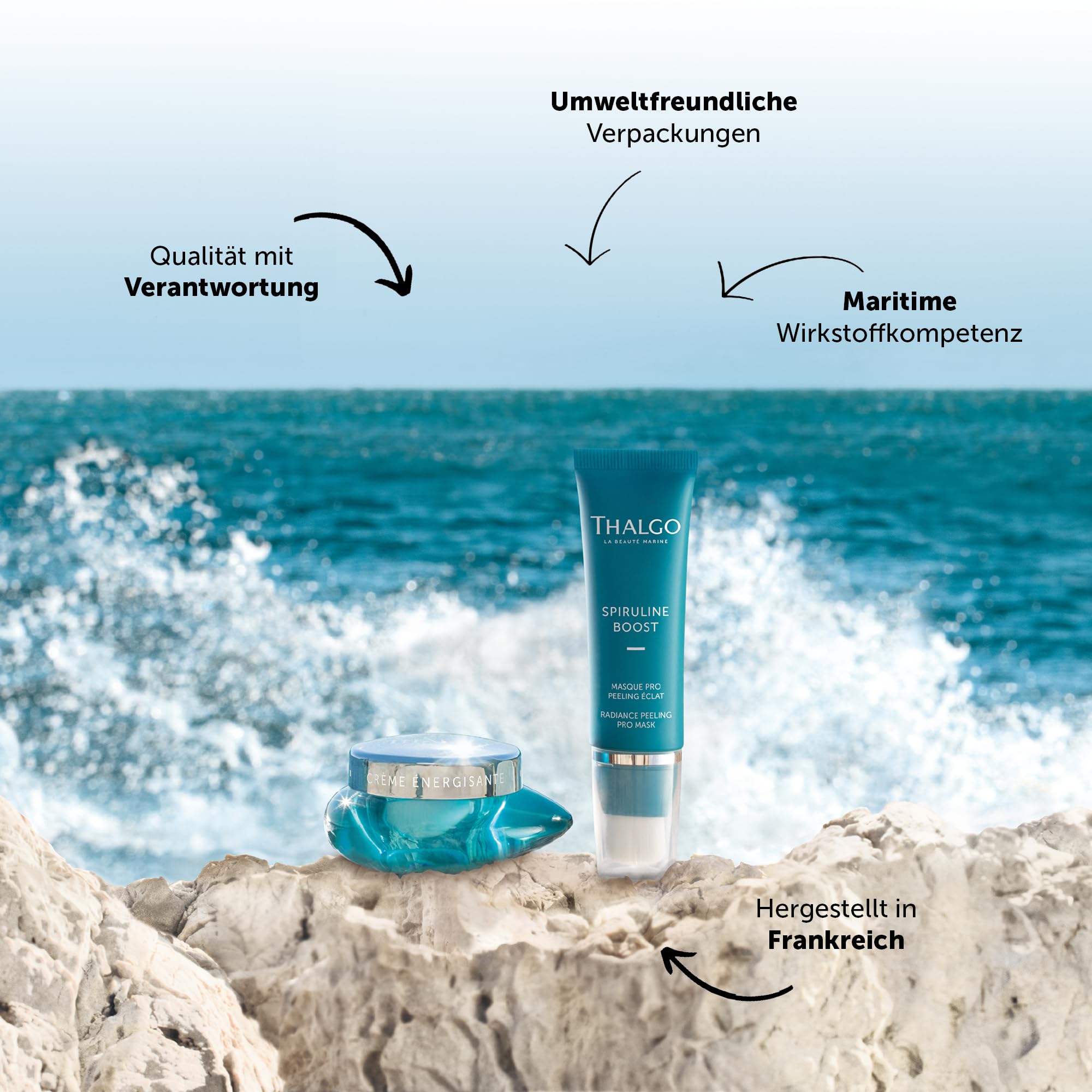 THALGO Spirulina Boost 2.0 Vitalisierende Creme, 50 ml glättet die Haut und mindert Anzeichen von Müdigkeit