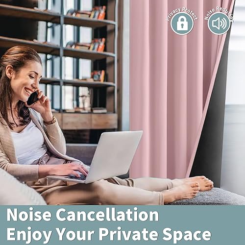 Miniatura 7 de BGment Cortinas opacas completas con forro de aislamiento térmico, 63 pulgadas de largo, bolsillo para barra y pestaña trasera, cortina de ventana