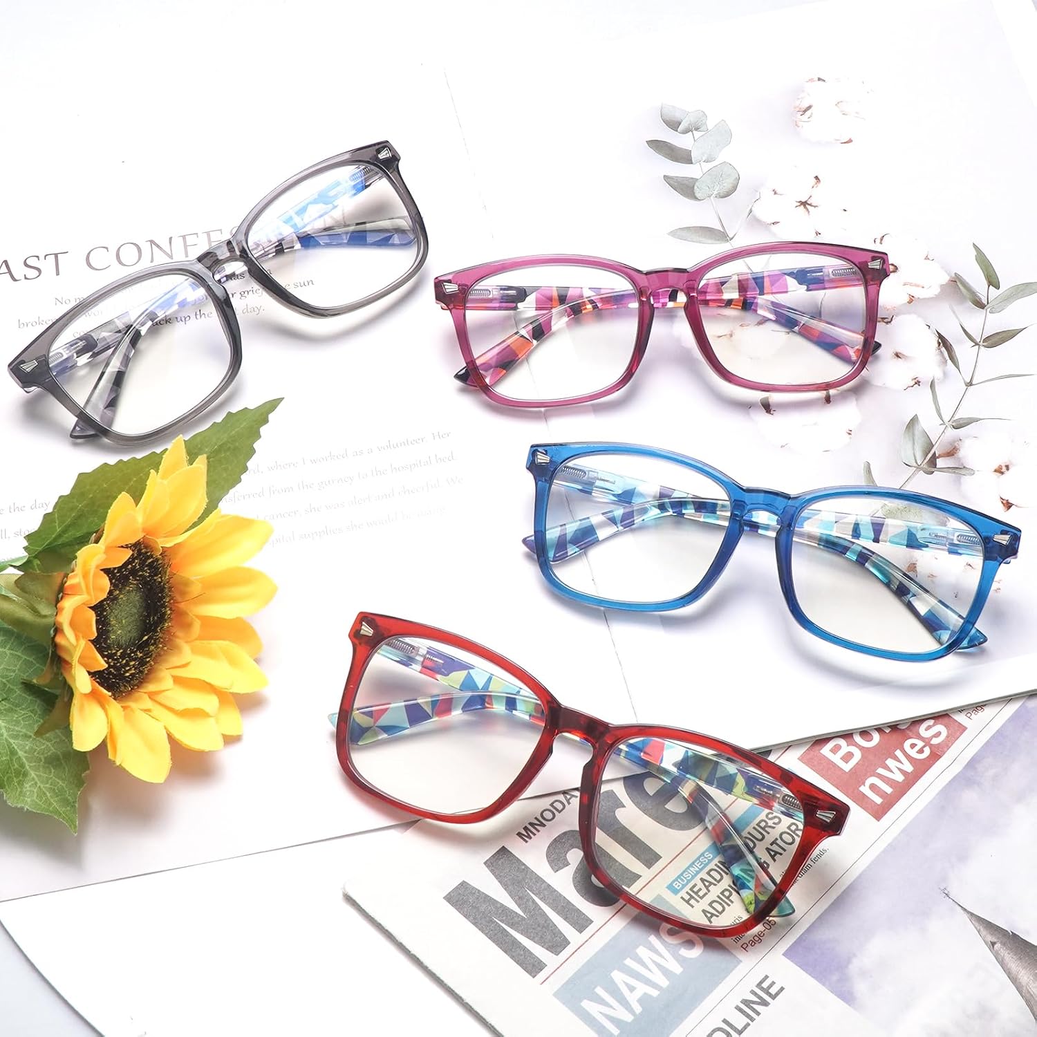 Progressive Multifocus Reading Glasses for Men and Women 4 Pack Computer Blue Light Blocking Multifocus Readers (4 Mix, 3, Diopters) - Image 8