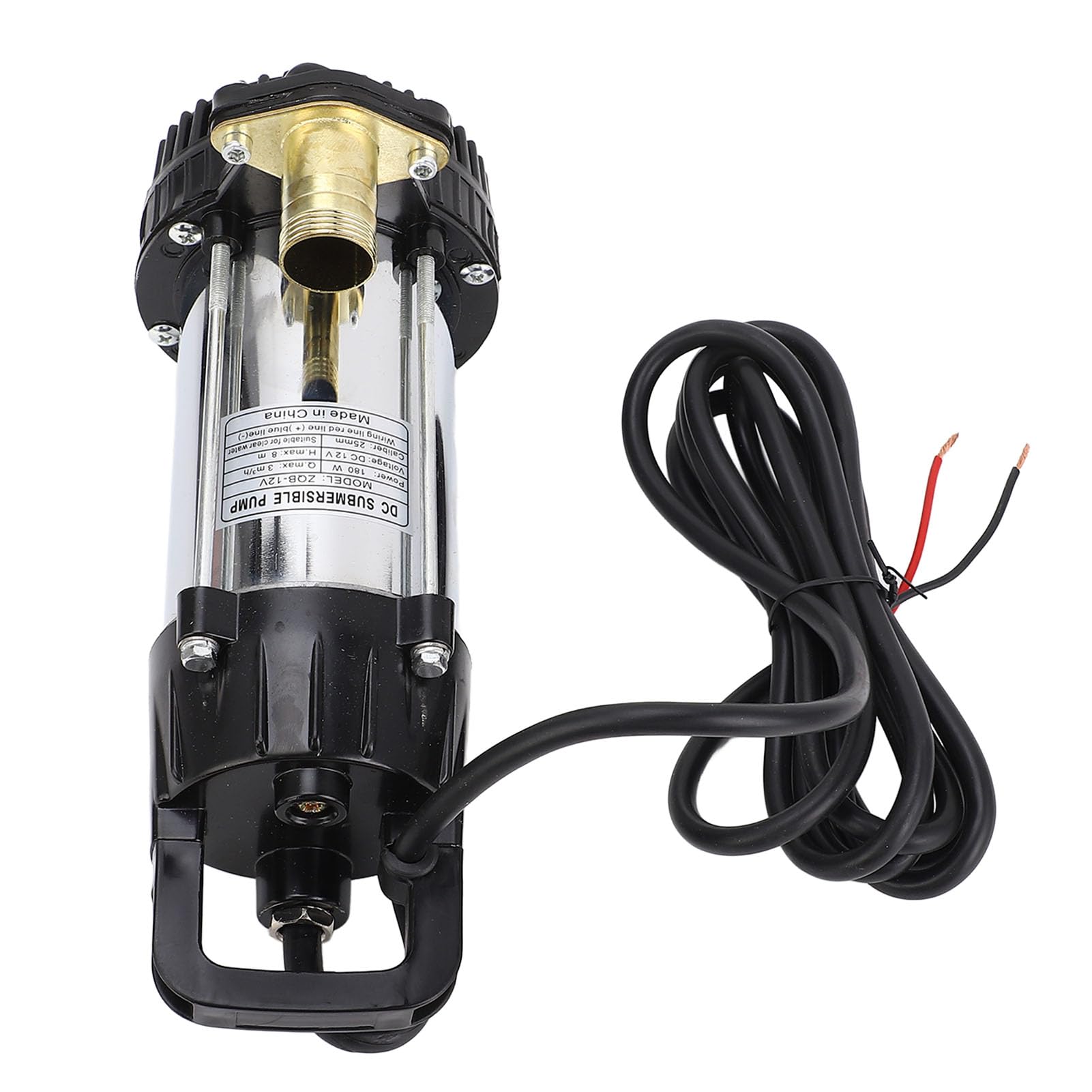 Fafeicy Bomba Sumergible CC 12 V 180 W, Bomba Sumergible para Acuario con Cuerpo de Acero Inoxidable con Motor de Cobre sin Escobillas, Elevación de 8 M para Pecera, Fuente, Estanque, Hidroponía