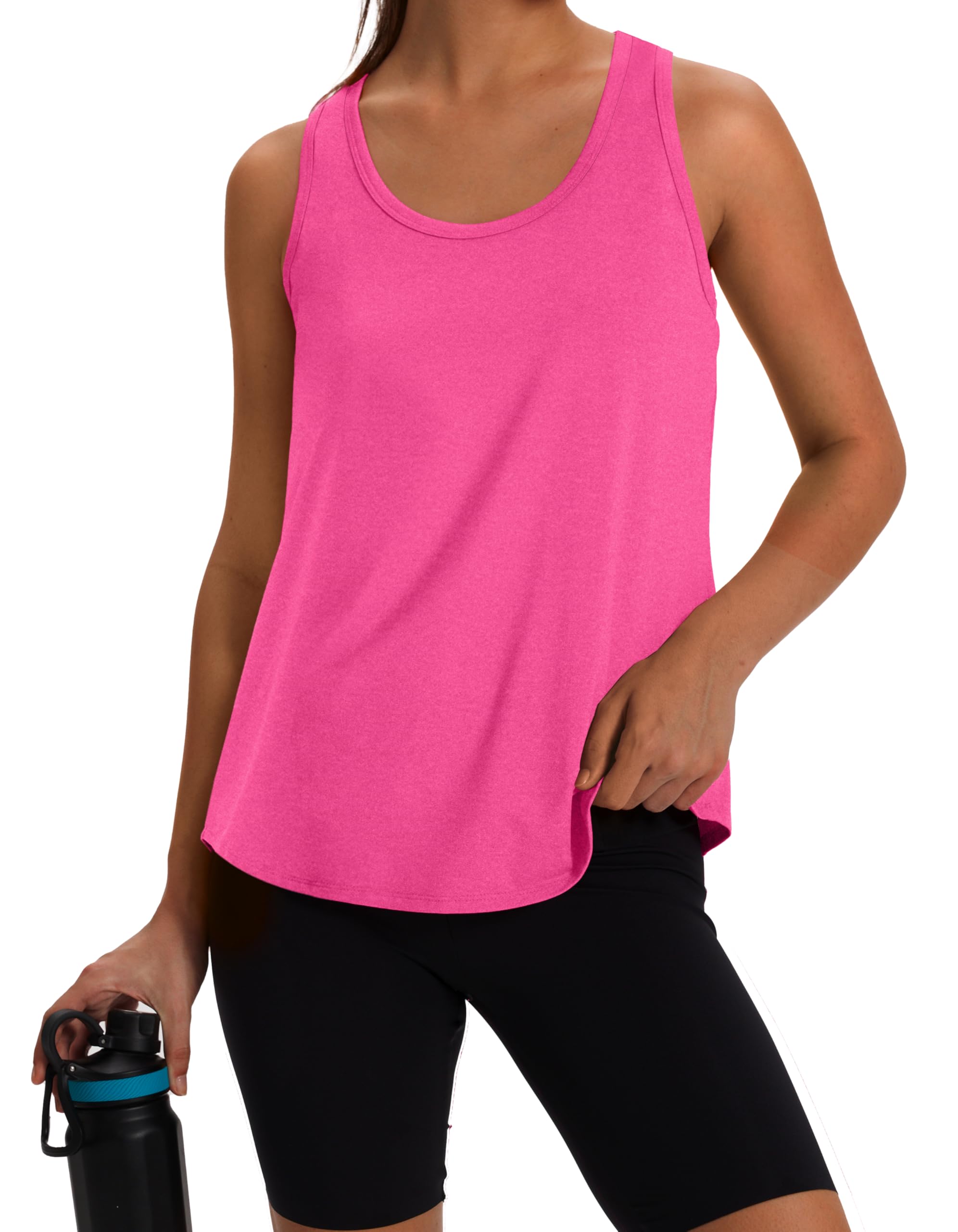 WIHOLL Camiseta deportiva sin mangas para mujer, espalda cruzada, para gimnasio, yoga, correr, verano, fitness, cuello redondo (S-XXL)