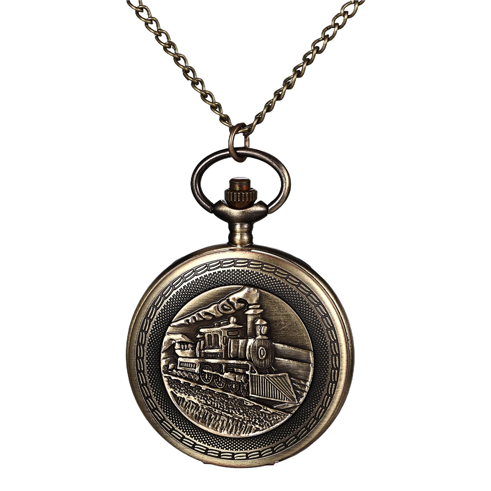 Vintage Tree of Life Hollow Bronze Pocket Watch Quartz Arabic Markers Carved Men and Women Watches with Necklace Chain Pendant