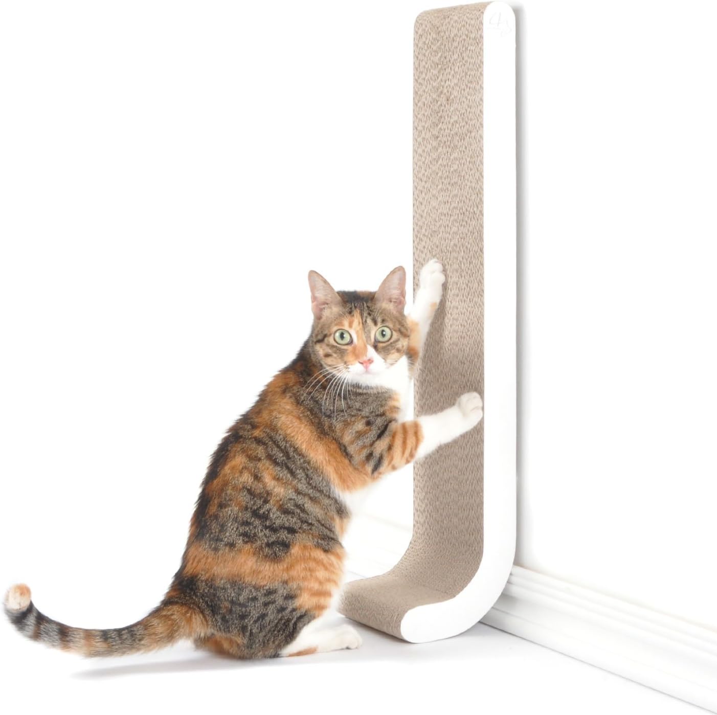 4CLAWS Wall Mounted Scratching Post 26" (White) - BASICS Collection Cat Scratcher, 26 x 5.7 x 5.5 in