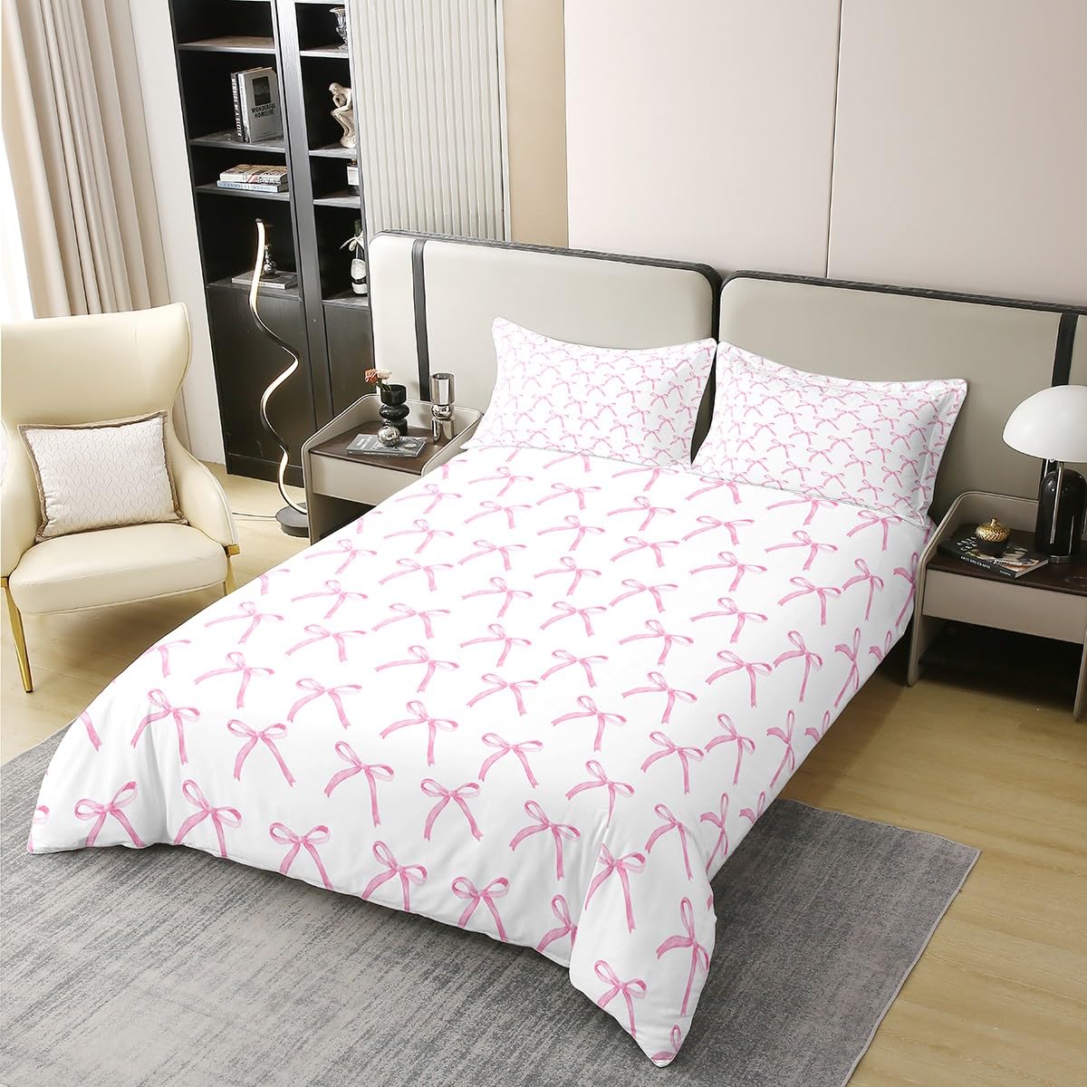 Spannbettlaken-Set Für Mädchen, Rosa Mit Schleifen & Glitzer, Verträumtes Design – Für Kinder, Erwachsene, Bettgröße Wählbar
