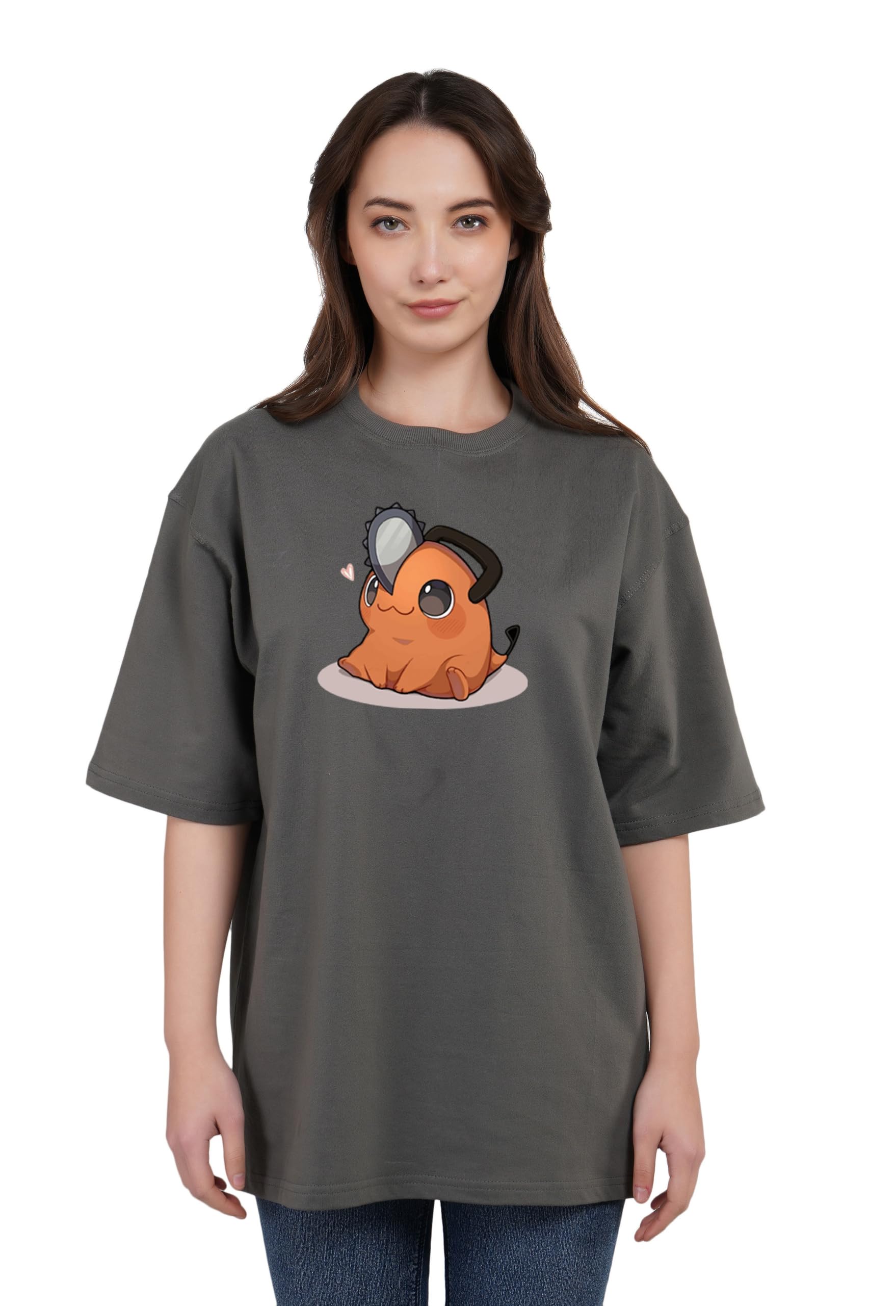Women's Pure Cotton Half Sleeve Anime Printed Oversize Tshirt