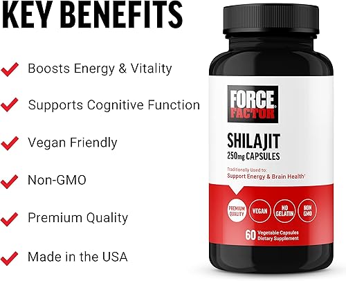 Miniatura 2 de Force Factor Shilajit Suplemento Shilajit para hombres y mujeres para apoyar la energía y la salud cerebral, Shilajit Pure Natural, calidad premium,