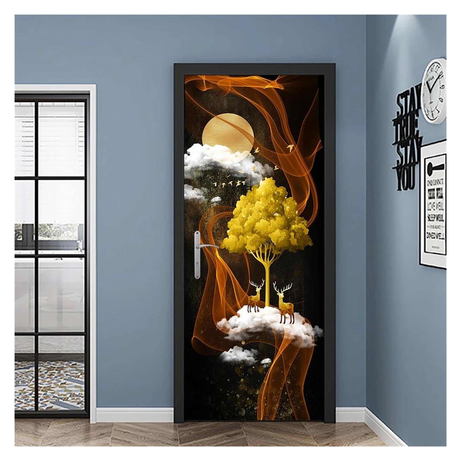 Autocollant de porte effet 3D pour sublimer le salon de votre maison