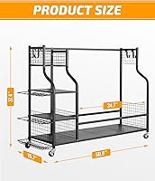 Vista 7 de PLKOW Organizador de Almacenamiento para Bolsas de Golf en Garaje, Soporte de Almacenamiento para Bolsas de Golf de Tamaño Extra Grande y Estante