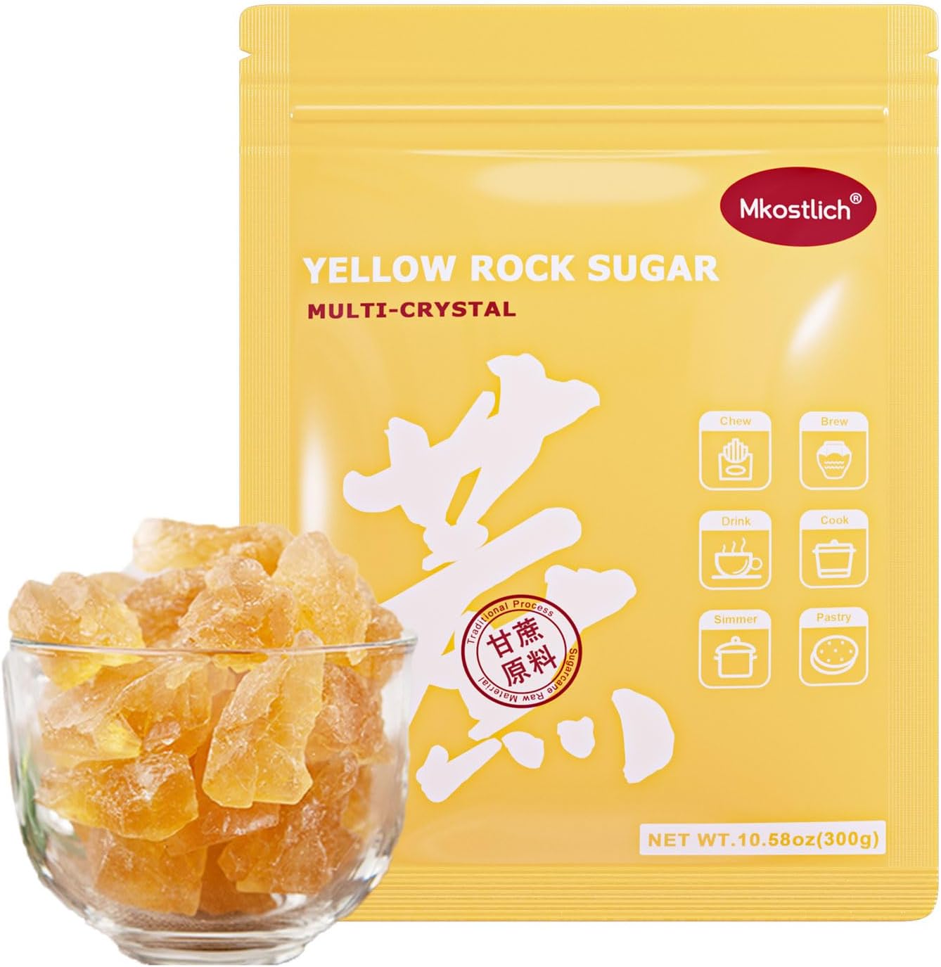Mkostlich Medium-Sized Yellow Rock Sugar, Rock Sugar for Pho, 10.58oz/300g ้ปๅฐ็ณ