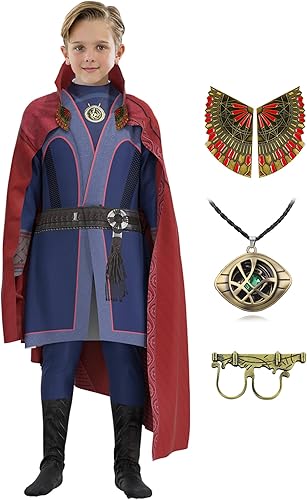 Miniatura 8 de CICOCI Disfraz extraño para adultos, capa de doctor para hombre, traje de anillo con collar de poder mágico (talla 180)