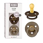 BIBS Pacifiers Colour Collection | Natural Rubber Baby Pacifier | Set of 2 BPA-Free Soothers | Made in Denmark | 6+ Months (Pack of 2) | Mocha/Dark Oak