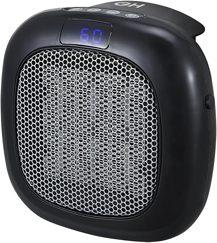 Miniatura 10 de Good Housekeeping Mini calentador de espacio para interiores de pared con termostato y control remoto, 750 W, negro