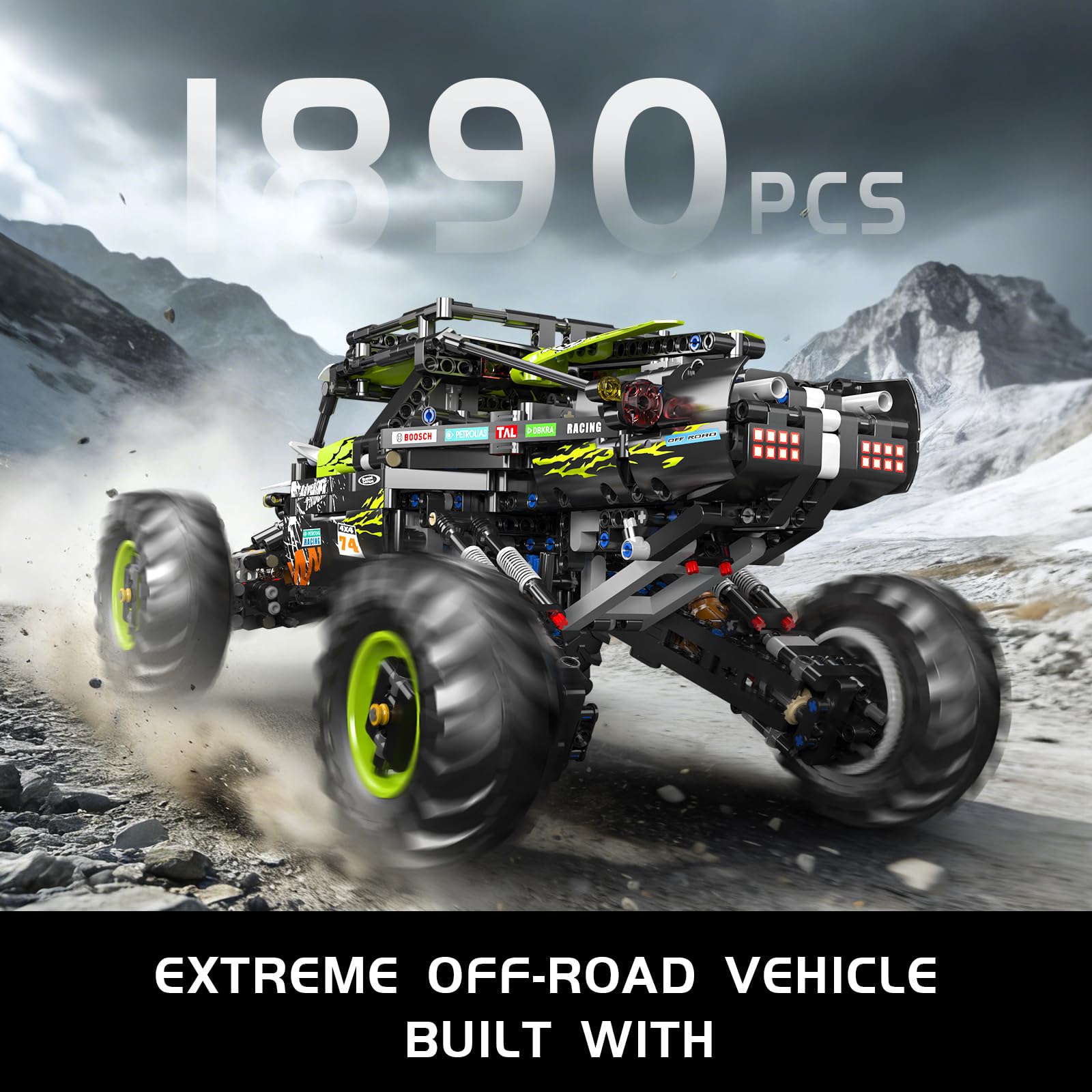 Mould King 18002 Technik Geländewagen Offroad-Buggy, RC Klemmbaustein-Modellbausatz mit Motoren, Geschenk für Erwachsene (1890 Teile)