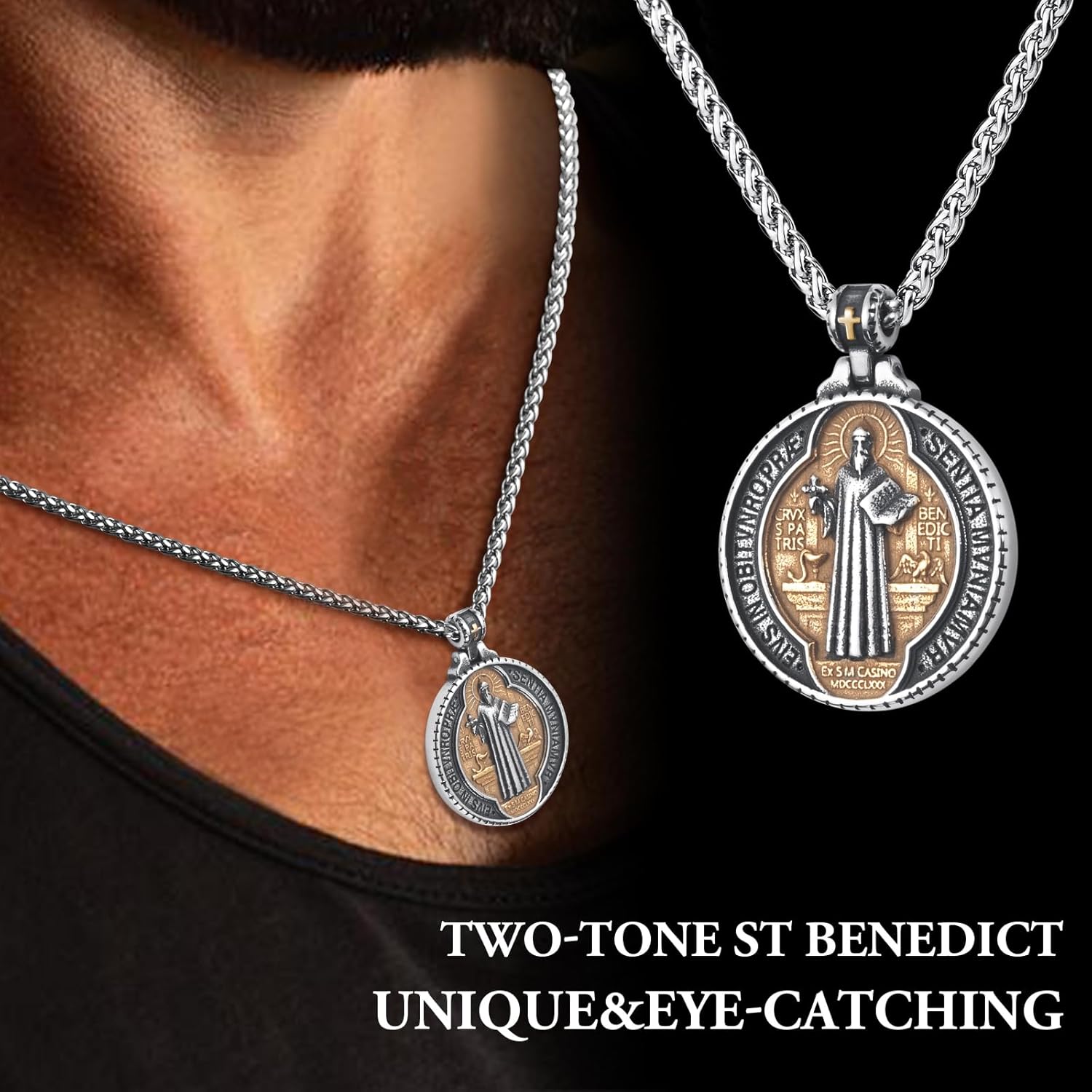 St Christopher/George/Michael/Jusus/Mary Necklace for Men Stainless Steel Patron Saints Medallion Jewelry - Image 2