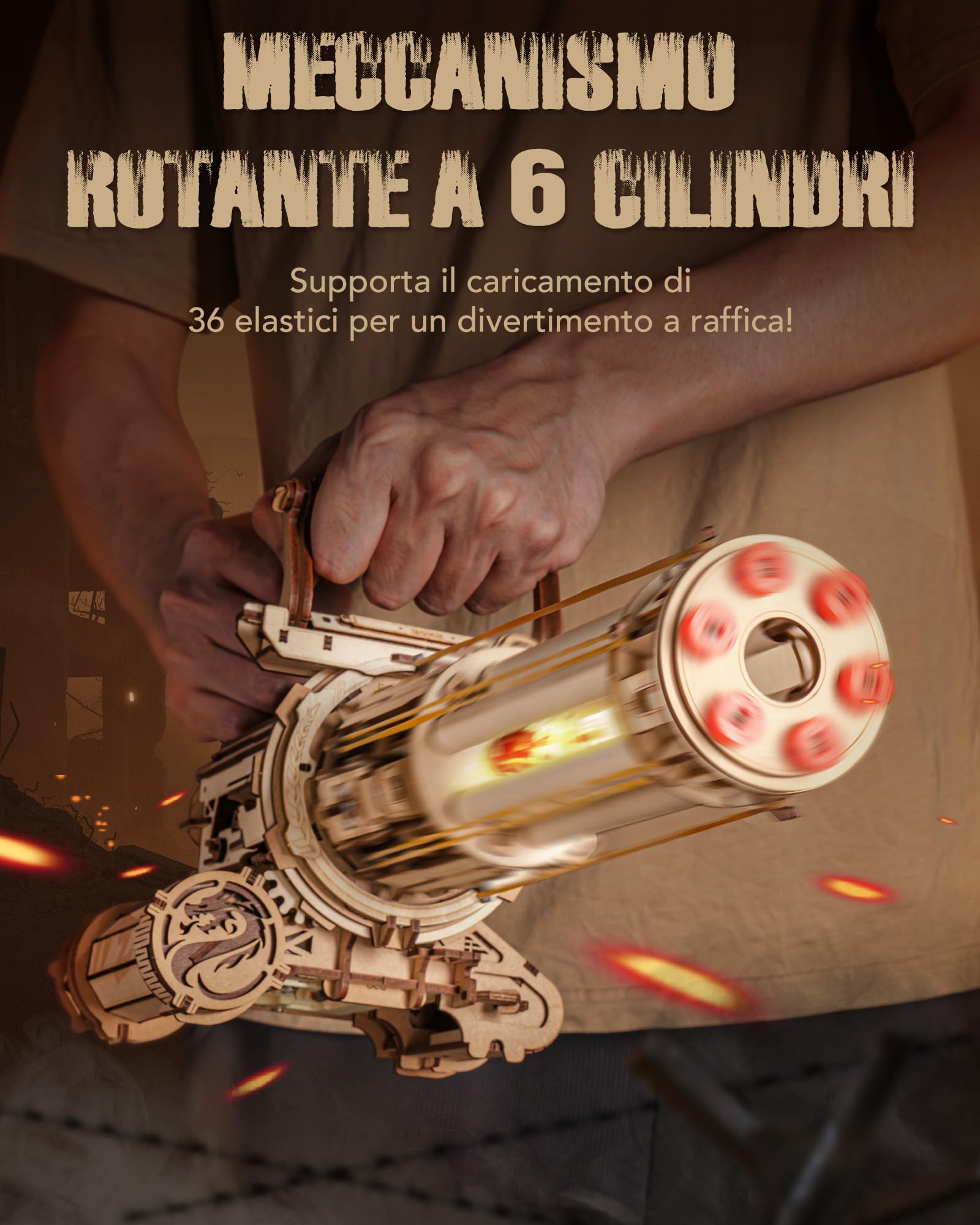 ROKR Puzzle 3D in Legno Modellismo da Costruire per Adulti, Kit di Modelli con Elastici, Regalo per Adolescenti, Modello a barile rotante 412 Parti, LQA01